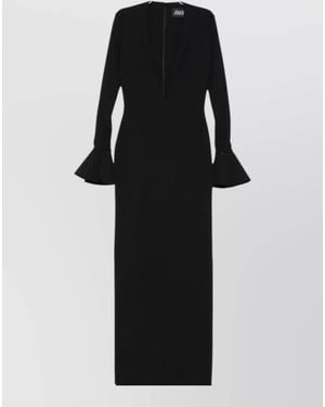 Solace London V-Neck Long-Sleeve Maxi Dress - Black
