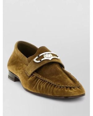 Christian Louboutin Mocallista Suede Loafers Metal Buckle - Brown