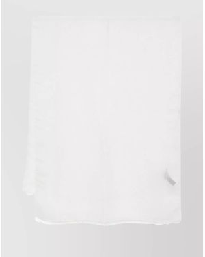 Emporio Armani Lightweight Frayed Edge Scarf Accessory - White
