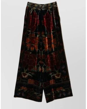 Pierre Louis Mascia Silk Printed Wide-Leg Trousers - Black