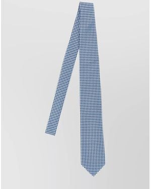 Brioni Slim Patterned Jacquard Tie With Pointed Tip - Blue