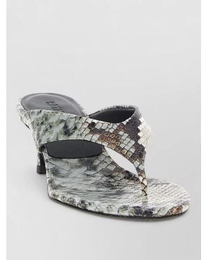 ROTATE BIRGER CHRISTENSEN Snake Leather Mules Open Toe Kitten Heel - Grey