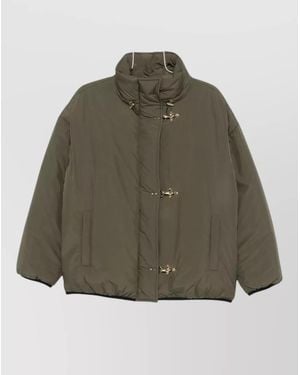 Fay Three Hook Padded Bomber Jacket Casual - Green
