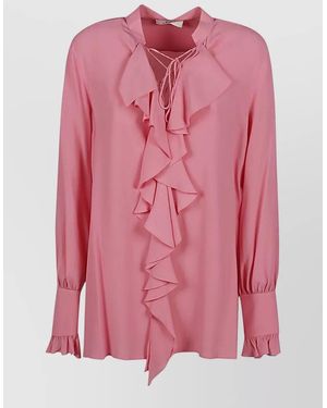 The Seafarer Milly Shirt Long Sleeves Ruffled Tie Neck - Pink