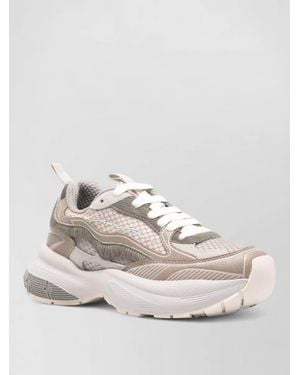 Emporio Armani Leather Low-Top Trainers - Natural