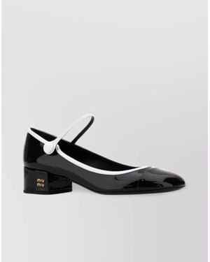 Miu Miu Leather Block Heel Pumps With Patent Finish - Multicolor