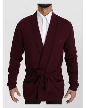 Dolce & Gabbana Cashmere Crown Cardigan Jumper Belted Waist - Red