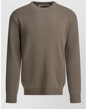 Golden Goose Crew Neck Knitwear Embroidered Detail Ribbed Texture - Grey