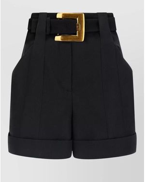 Balmain Virgin Wool Tailored Shorts - Black