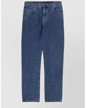 Balmain Straight Leg Denim Jeans Five Pockets - Blue