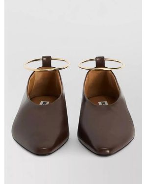 Jil Sander Suede Pointed Toe Ballerina Flats Anklet - Brown