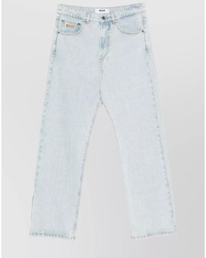 MSGM Embroidered Logo Straight-Leg Jeans - White