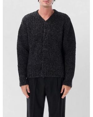sunflower Alpaca Wool Textured V-Neck Cardigan - Blue