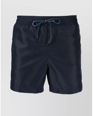 Paul Smith Recycled Polyester Logo Swim Shorts With Elastic Waistband - Blue