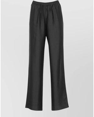 Loulou de Saison Wide Leg Striped Pleated Viscose Trousers - Grey