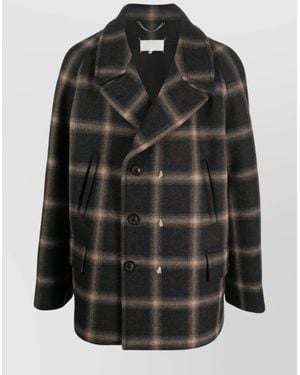 Maison Margiela Checked Wool Double-Breasted Coat - Black