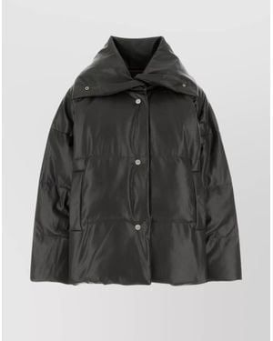 Nanushka Charcoal Synthetic Leather Down Jacket - Black