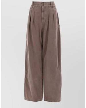 Isabel Marant High Waist Pleated Wide Leg Trousers - Brown