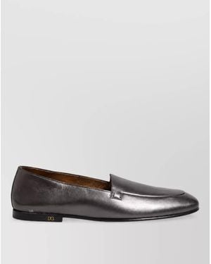 Dolce & Gabbana Leather Slip-On Slippers - Grey
