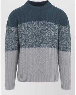 Kiton Cashmere Cable-Knit Crew-Neck Jumper - Blue