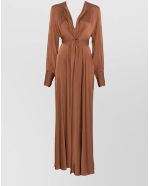 Silk95five Palm Beach Maxi Dress Tie Waist - Brown