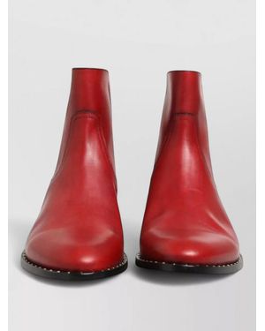 Dolce & Gabbana Studded Chelsea Short Ankle Boots Shoes - Red