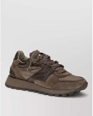 Brunello Cucinelli Leather Lace-Up Sneakers - Brown