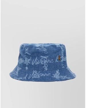 Vivienne Westwood Logo Print Denim Bucket Hat - Blue