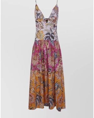 FARM Rio Ligia Floral Print Maxi Dress Sleeveless - Multicolor