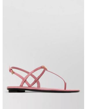 Prada Leather Thong Sandals Flat Sole Design - Pink