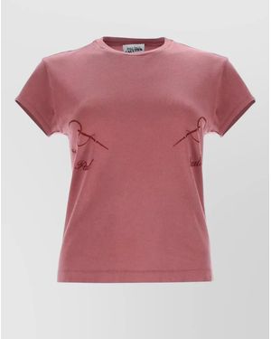 Jean Paul Gaultier Needles Logo Crew Neck Short Sleeve T-Shirt - Pink
