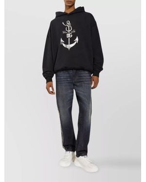Dolce & Gabbana Cotton Relaxed-Fit Logo Hoodie - Black