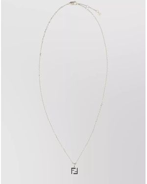 Fendi Metal Ff Chain Necklace Adjustable Length - White