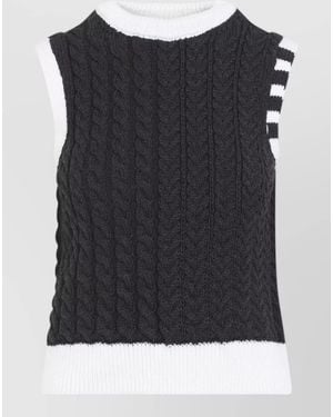 Thom Browne Wool Cable-Knit Tank Top - Black