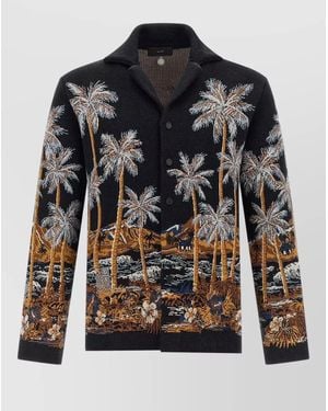 Alanui Diamond Head Tropical Knit Overshirt - Black