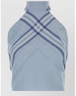 Prada Checked Halterneck Top Summer Collection - Blue