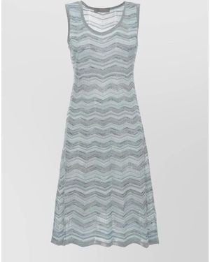 D.exterior Knee Length Viscose Dress Geometric Pattern - Blue