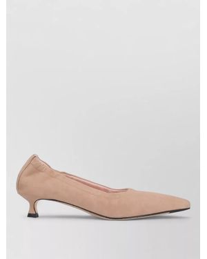 LA ROSE Pointed Toe Kitten Heel Court Shoes Suede Finish - Pink