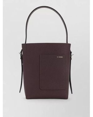 Valextra Small Calf Leather Shoulder Bag - Purple