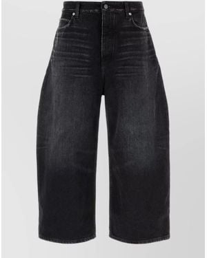 Balenciaga High Waist Wide Leg Cropped Denim Jeans - Blue