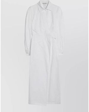 Max Mara Dress Belted Waist Long Sleeves Midi - White
