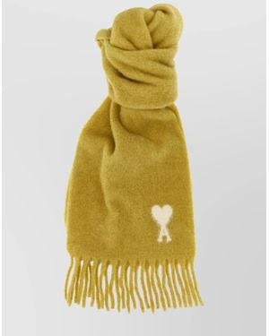 Ami Paris Alpaca-Blend Fringed Scarf - Yellow