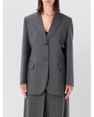 Prada Tailored Virgin Wool Jacket Notch Lapels - Grey
