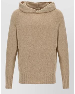 Ma'ry'ya Cashmere Blend Wool Long-Sleeve Hooded Jumper - Natural