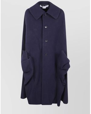 Comme des Garçons Draped Coat With Bow And Wide Collar - Blue