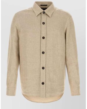 ZEGNA Cashmere Blend Long Sleeve Shirt - Natural