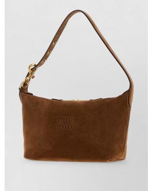 Miu Miu Matelassé Leather Clutch Bag - Brown