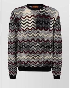 Missoni Wool Zigzag-Pattern Crew-Neck Jumper - Grey