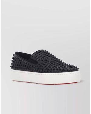 Christian Louboutin Studded Leather Sneakers - Gray