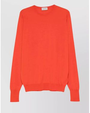 John Smedley Merino Wool Crew Neck Long Sleeve Sweater - Red